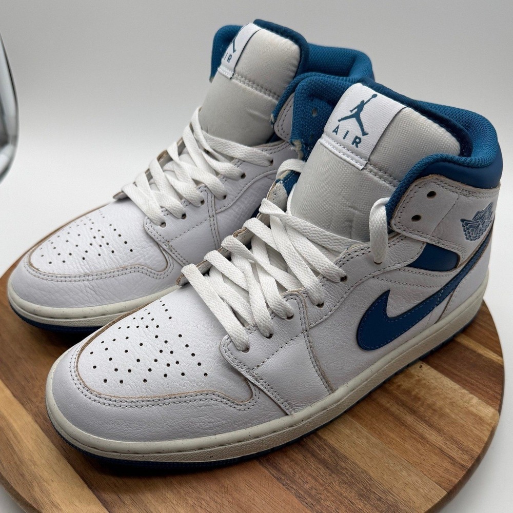Air Jordan 1 Mid SE Men's US 9 UK 8 White Industrial Blue Sneakers FN5215-141
